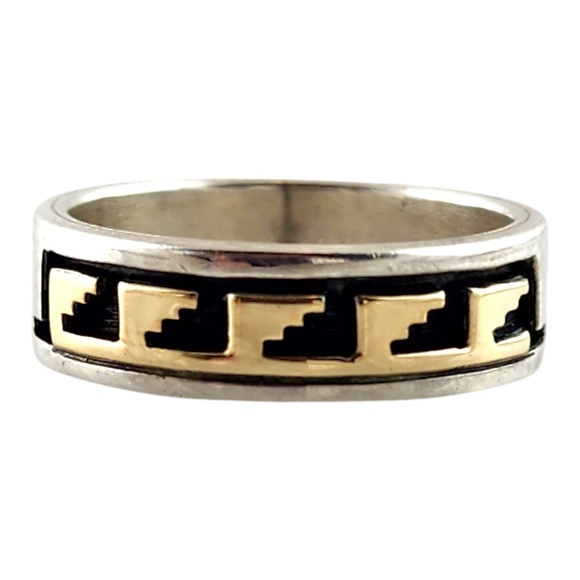 Dave Skeets 14K Yellow Gold & Sterling Silver Navajo Band Ring Size 9 #20095 - Picture 1 of 7